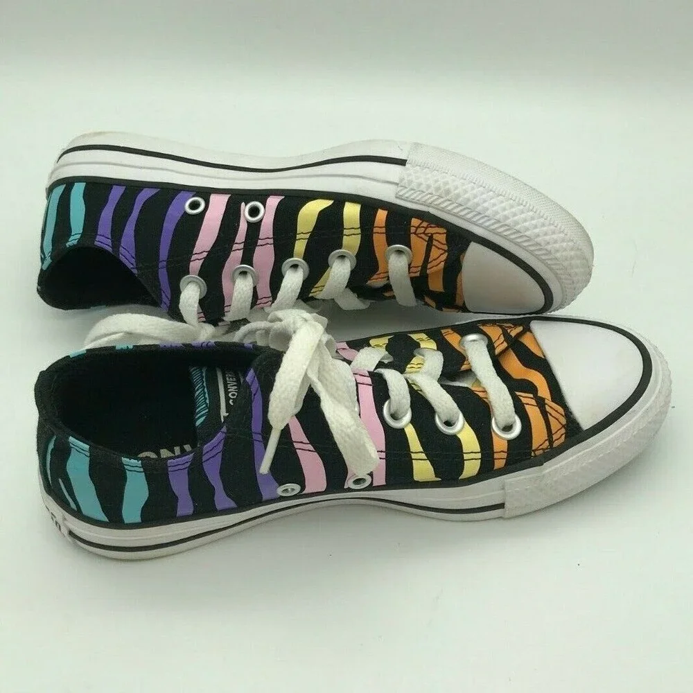 Converse Chuck Taylor All Star Rainbow Zebra OX Low Top Sneakers Women's Size 5